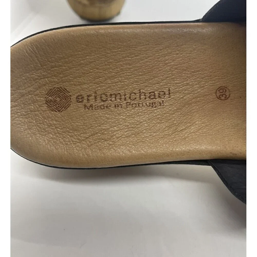 Eric Michael Nash Women's Sz 39 Sandal Slide Wedge Platform Leather Studded Shoe